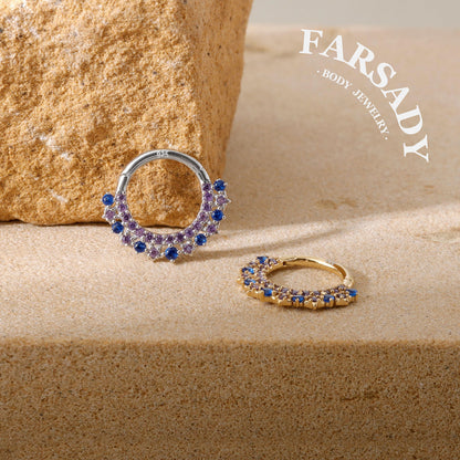 16G S925 Star sea Septum Ring, 16G Celestial Daith Hoop Earring, Sterling Silver Septum Clicker, Helix Ring Gold, Star Septum Piercing Jewelry | Sparkling Daily Wear with Gift Box