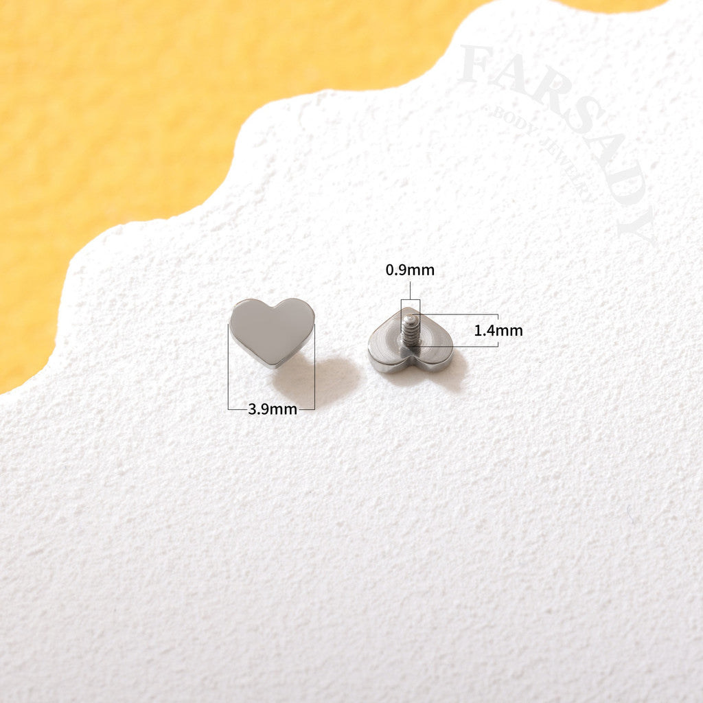 Mute Heart - F136 Titanium Internally Threaded Stud / Fits Cartilage Helix Tragus Lobe Nostril Piercing