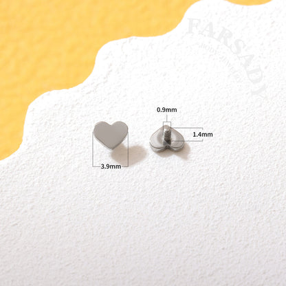 Mute Heart - F136 Titanium Internally Threaded Stud / Fits Cartilage Helix Tragus Lobe Nostril Piercing
