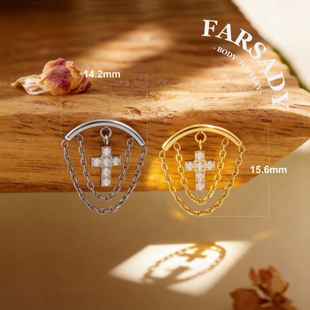 Golden Halo - F136 Titanium Threadless Stud / Fits Cartilage Helix Tragus Lobe Earring