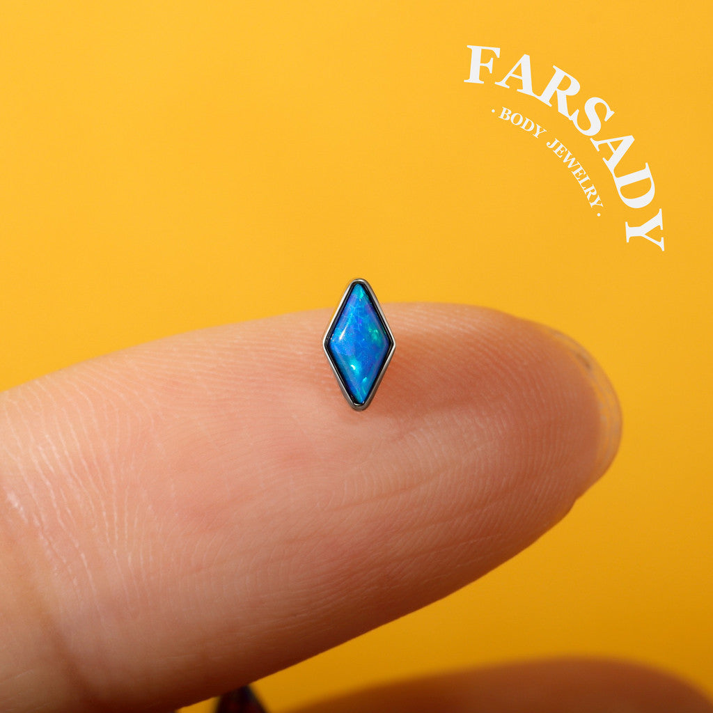 Rhombus Opalis - F136 Titanium Colorful Opal Replacement Tops / Fits Internal Thread Ear Studs