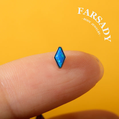 Rhombus Opalis - F136 Titanium Colorful Opal Replacement Tops / Fits Internal Thread Ear Studs