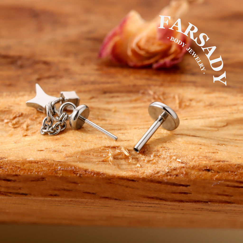 Stellar Tassel - F136 Titanium Threadless Stud / Fits Vertical Helix Hidden Rook Cartilage Tragus Lobe Earring