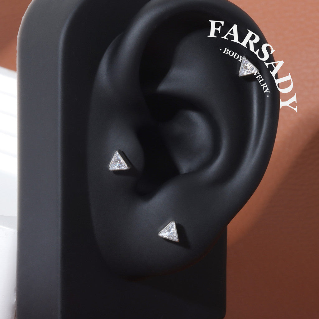 Prism Spark - F136 Titanium Internally Threaded Stud / Fits Cartilage Helix Tragus Lobe Nostril Piercing