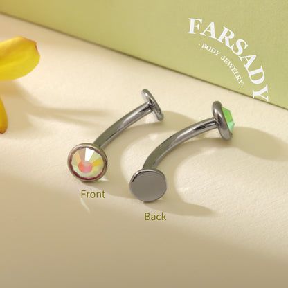 Bezel Set AB Crystal - F136 Titanium Internally Threaded Belly Button Ring / Fits 14G Navel Piercing