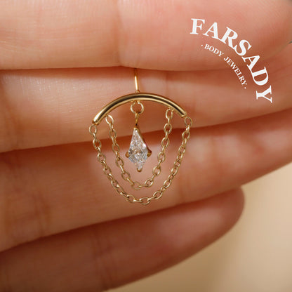 Mid Glint - F136 Titanium Threadless Stud / Fits Vertical Helix Hidden Rook Earring