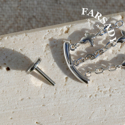 Butterfly Arch - 925 Silver Threadless Stud / Fits Cartilage Helix Tragus Lobe Earring