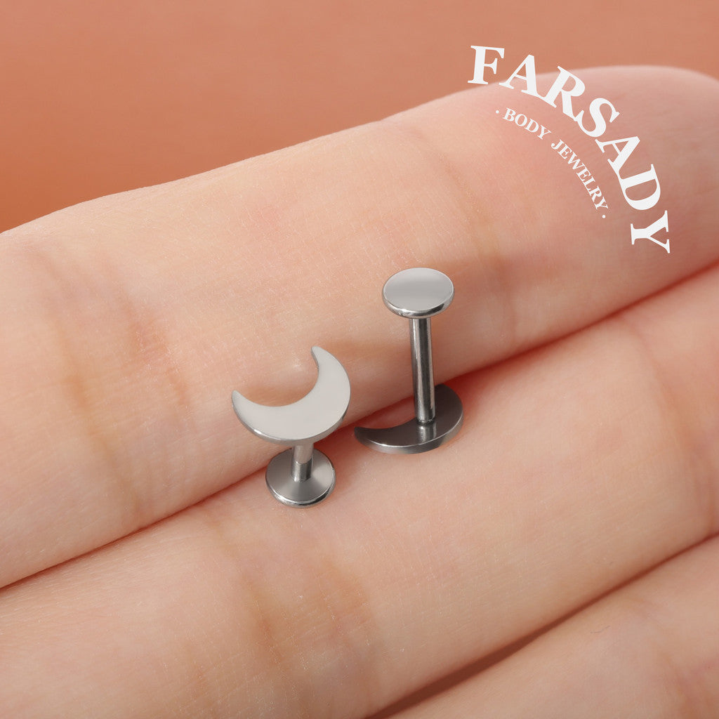 Crescent Hush - F136 Titanium Internally Threaded Stud / Fits Cartilage Helix Tragus Lobe Nostril Piercing