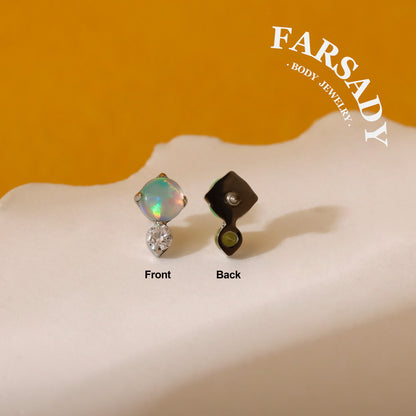 Orbis Opalis - F136 Titanium Colorful Opal Replacement Tops / Fits Internal Thread Ear Studs