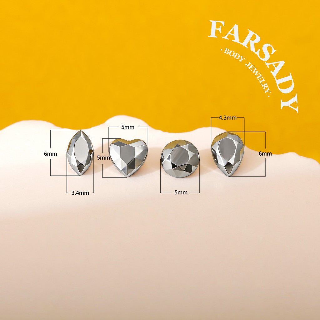 Sharp Cut Metal - F136 Titanium Replacement Tops / Fits Internal Thread Ear Studs
