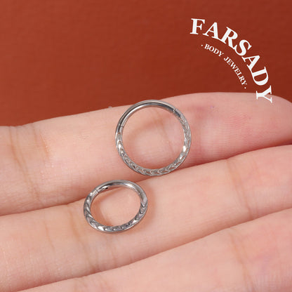Twist Weave - ASTM F136 Titanium Hinged Clicker Hoop / Fits 16G Septum Ring Helix Conch Cartilage Earring