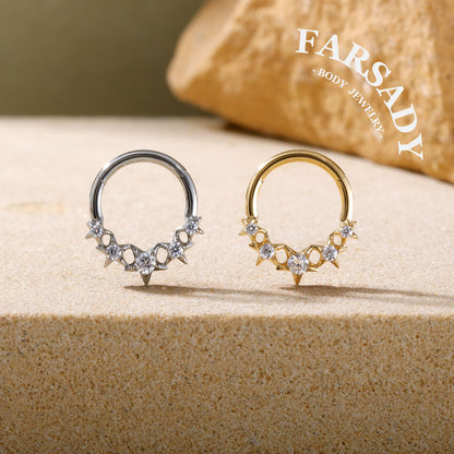 Star Coven - F136 Titanium Hinged Clicker Hoop / Fits 16G Septum Ring Helix Conch Cartilage Earring