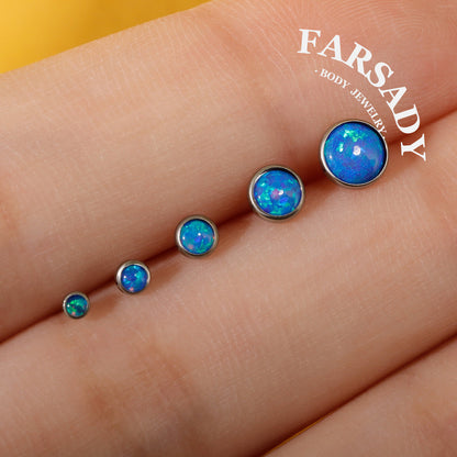Gradient Color Opal - F136 Titanium Colorful Opal Replacement Tops / Fits Threadless Ear Studs
