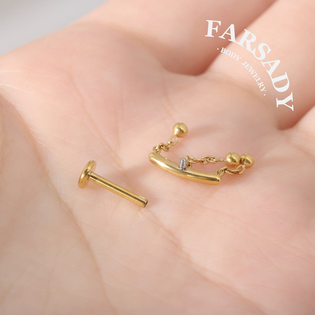 Bead Cascade - F136 Titanium Internally Threaded Stud / Fits Cartilage Helix Tragus Lobe Piercing