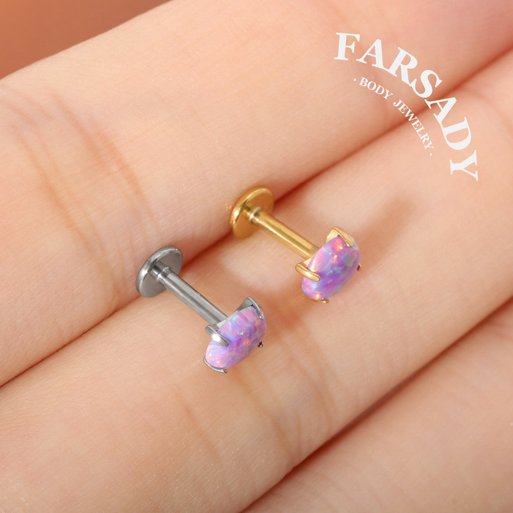 Opal Nebula - F136 Titanium Purple Opal Replacement Tops / Fits Threadless Ear Studs