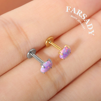 Opal Nebula - F136 Titanium Purple Opal Replacement Tops / Fits Threadless Ear Studs