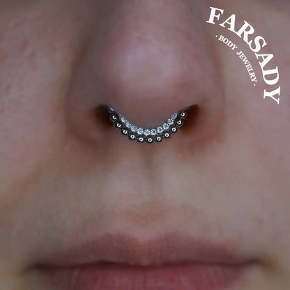 16G Titanium Tiny Beads Daith Earring & Septum | Hinged Clicker with 5A Cubic Zirconia | Piercing Jewelry for Helix, Conch, Daith, Rook, Tragus | Sparkling Daily Wear with Gift Box