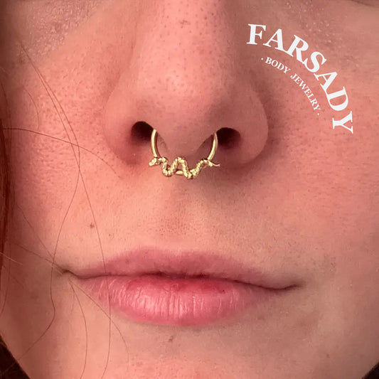 16G Titanium Snake Septum Clicker/ Snake Cartilage Earring/ Hinged Daith Hoops/ Snake Daith Ring/ Titanium Nose Hoop/ Daith Piercing/ Datih Earring