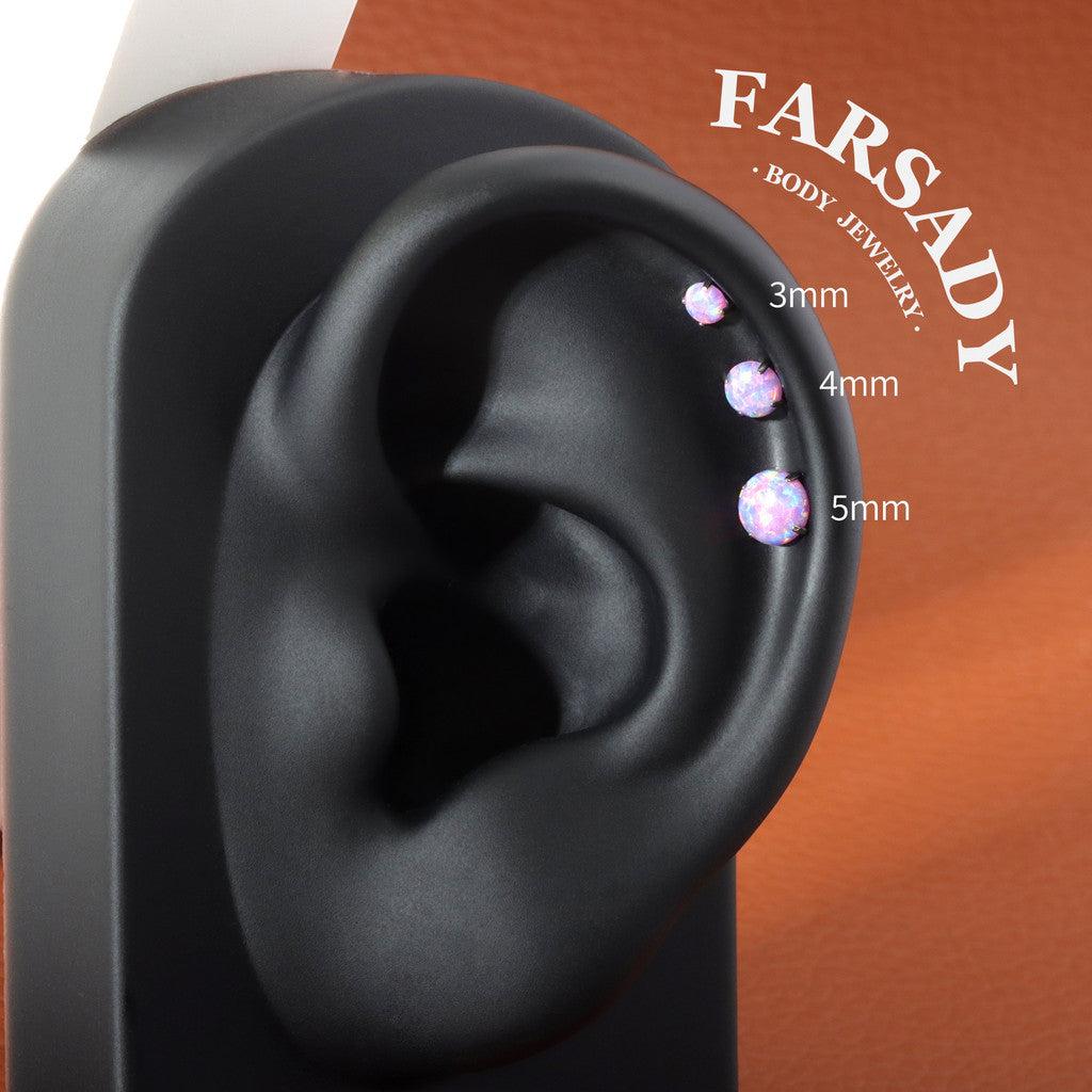 Opal Nebula - F136 Titanium Purple Opal Replacement Tops / Fits Threadless Ear Studs
