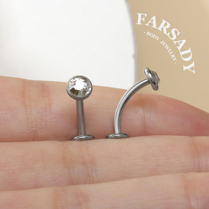 Bezel Arc Spark - F136 Titanium Internally Threaded Belly Button Ring / Fits 14G Navel Piercing