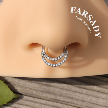Dual Halo - ASTM F136 Titanium Hinged Clicker Hoop / Fits 16G Septum Ring Helix Conch Cartilage Earring