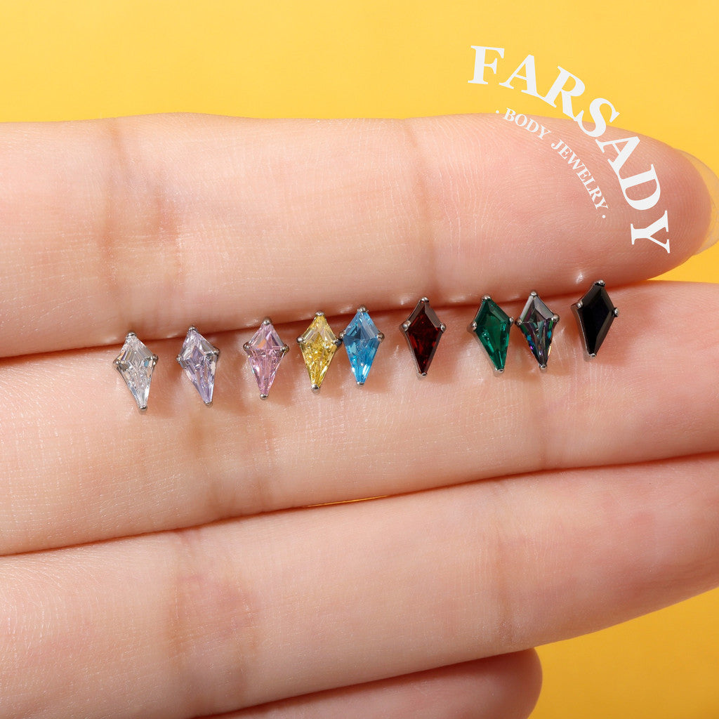Kite Chroma - F136 Titanium Colorful CZ Replacement Tops / Fits Internal Thread Ear Studs