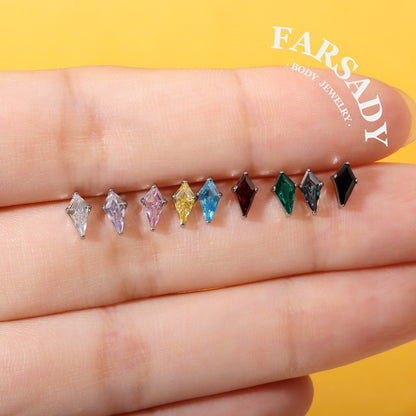Kite Chroma - F136 Titanium Colorful CZ Replacement Tops / Fits Internal Thread Ear Studs