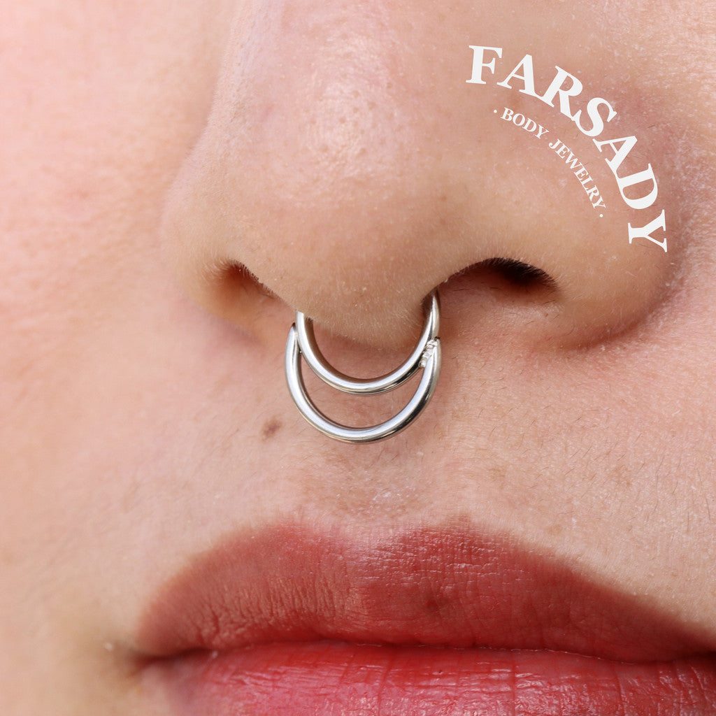 Twin Loop - ASTM F136 Titanium Hinged Clicker Hoop / Fits 16G Septum Ring Helix Conch Cartilage Earring