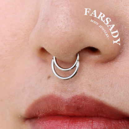 Twin Loop - ASTM F136 Titanium Hinged Clicker Hoop / Fits 16G Septum Ring Helix Conch Cartilage Earring