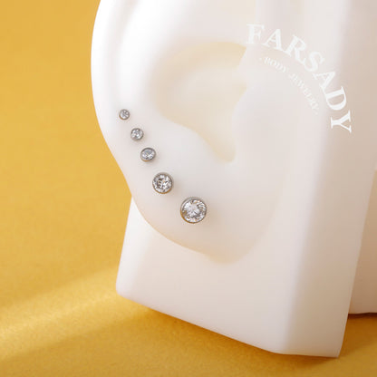 Chroma Gradia - F136 Titanium Colorful CZ Replacement Tops / Fits Internal Thread Ear Studs