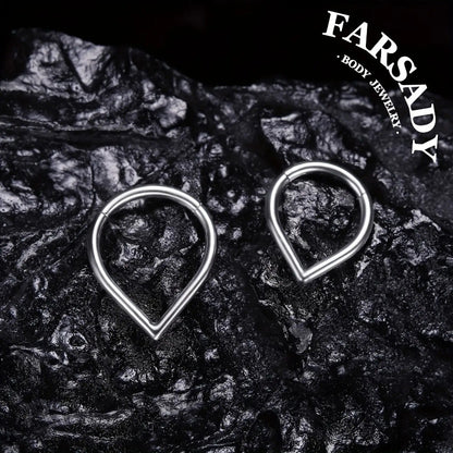 V Apex - ASTM F136 Titanium Hinged Clicker Hoop / Fits 16G Septum Ring Helix Conch Cartilage Earring / Elegant Minimal Piercing, Hypoallergenic Jewelry for Sensitive Skin