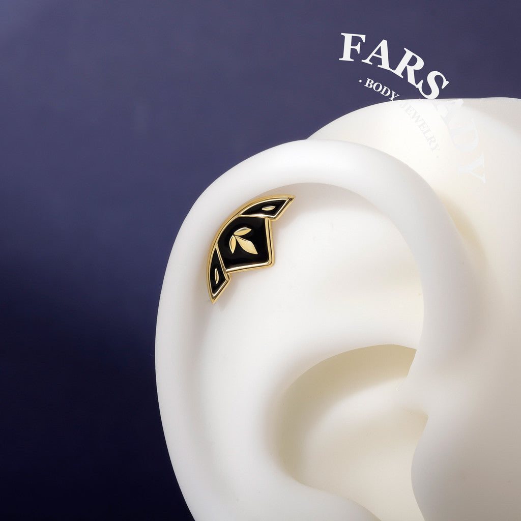 Dark Lotus Helix Stud Earring Sterling Silver| Titanium Flat Back Edgy Conch Piercing Jewelry| 16G 18G Lobe, Tragus Threadless Push Pin Stud
