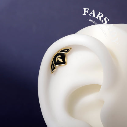 Dark Lotus Helix Stud Earring Sterling Silver| Titanium Flat Back Edgy Conch Piercing Jewelry| 16G 18G Lobe, Tragus Threadless Push Pin Stud