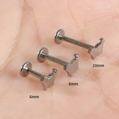 16G 18G Titanium Cute Cat Stud Earring, 1.2*6/8/10mm, Internally Threaded Stud, Flat Back Earring, Cartilage Stud, Tragus Stud, Gift Packaged