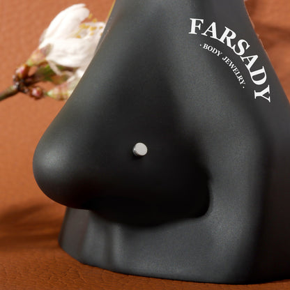 Mini Flat Orb - F136 Titanium L Shape Stud / Fit 18G Nose Ring