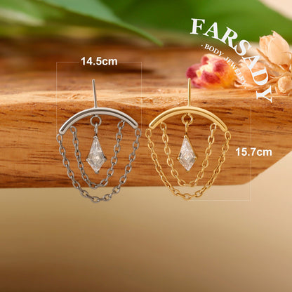 Mid Glint - F136 Titanium Threadless Stud / Fits Vertical Helix Hidden Rook Earring