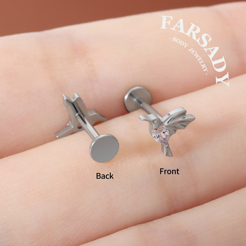Gilded Hover - F136 Titanium Internally Threaded Stud / Fits Cartilage Helix Tragus Lobe Nostril Piercing