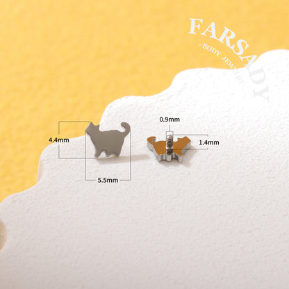 Shadow Kitty - F136 Titanium Internally Threaded Stud / Fits Cartilage Helix Tragus Lobe Nostril Piercing