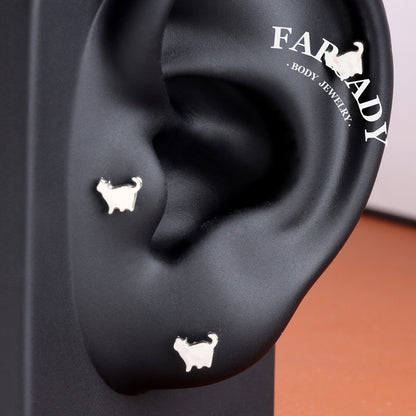 Shadow Kitty - F136 Titanium Internally Threaded Stud / Fits Cartilage Helix Tragus Lobe Nostril Piercing