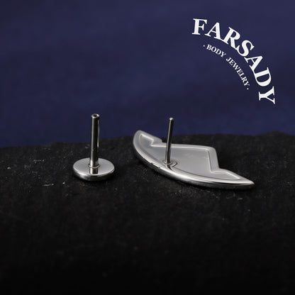 Crest Sprout - 925 Silver Threadless Stud / Fits Cartilage Helix Tragus Lobe Nostril Piercing