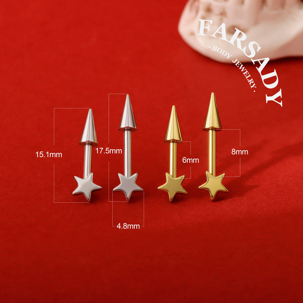 Star Spike - F136 Titanium Internally Threaded Stud / Fits Vertical Helix Hidden Rook Earring