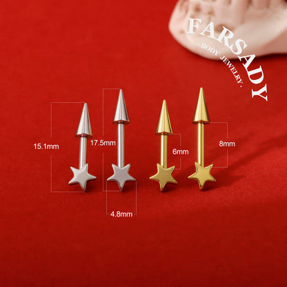 Star Spike - F136 Titanium Internally Threaded Stud / Fits Vertical Helix Hidden Rook Earring