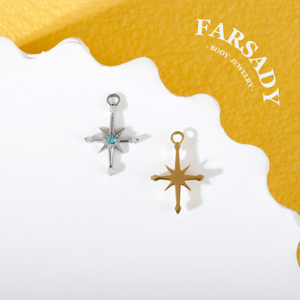 Mint Northstar - F136 Titanium Mint Green CZ Dangle Charm / Interchangeable Hoop Earring Pendant for Helix Daith Cartilage Piercing
