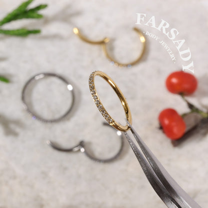 Titanium Conch Earring Hoops - 16G/18G/20G Hinged CZ Piercing Jewelry Cartilage Earring Helix Rook Tragus Daith 6mm/8mm/10mm