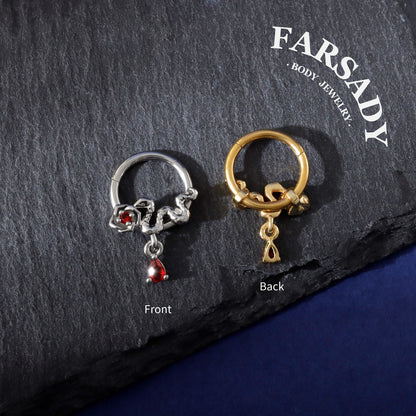 Snake Rose Septum Ring 16g, 316L Septum Jewelry, Gold Daith Jewelry,Dangle Septum Clicker   Helix/Tragus/Rook Cartilage Hoop, Halloween Gift
