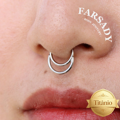 16G Titanium Double Circle Nose Ring Hoop | Septum, Helix, Conch, Daith, Rook, Tragus Earring | Minimalist Elegant Body Piercing Jewelry for Daily Wear with Gift Box