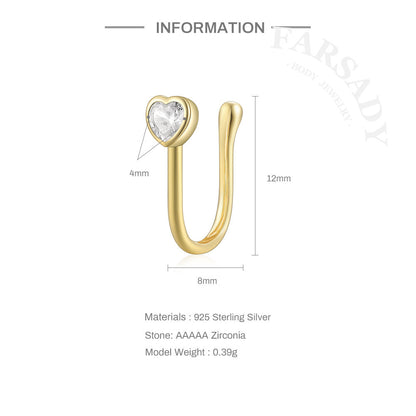 Mixed Shape CZ - 925 Silver Fake Nose Ring / Fit Non-Pierced Nose Ring