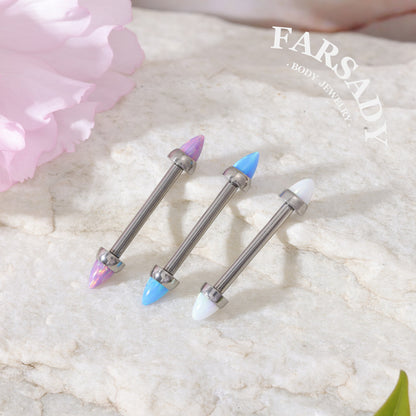 Opal Spike Bolt - F136 Titanium Internally Threaded Straight Barbell / Fits 16G Nose Bridge Chest Piercing