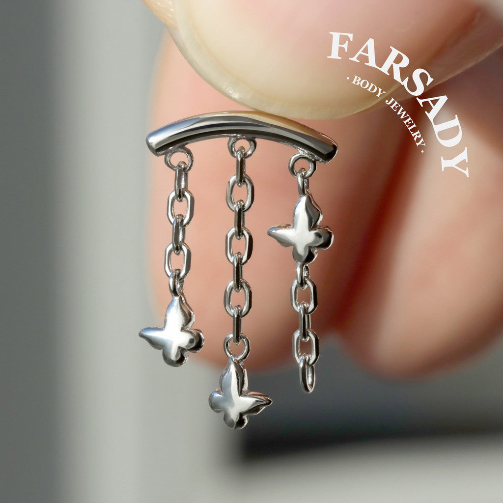 Butterfly Arch - 925 Silver Threadless Stud / Fits Cartilage Helix Tragus Lobe Earring