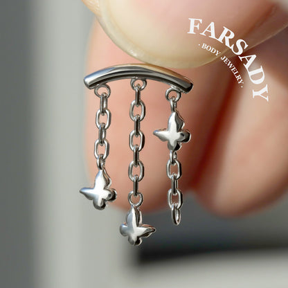 Butterfly Arch - 925 Silver Threadless Stud / Fits Cartilage Helix Tragus Lobe Earring
